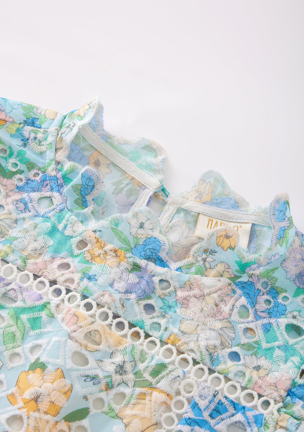 Dress Floral Azure Embroidered Frilly