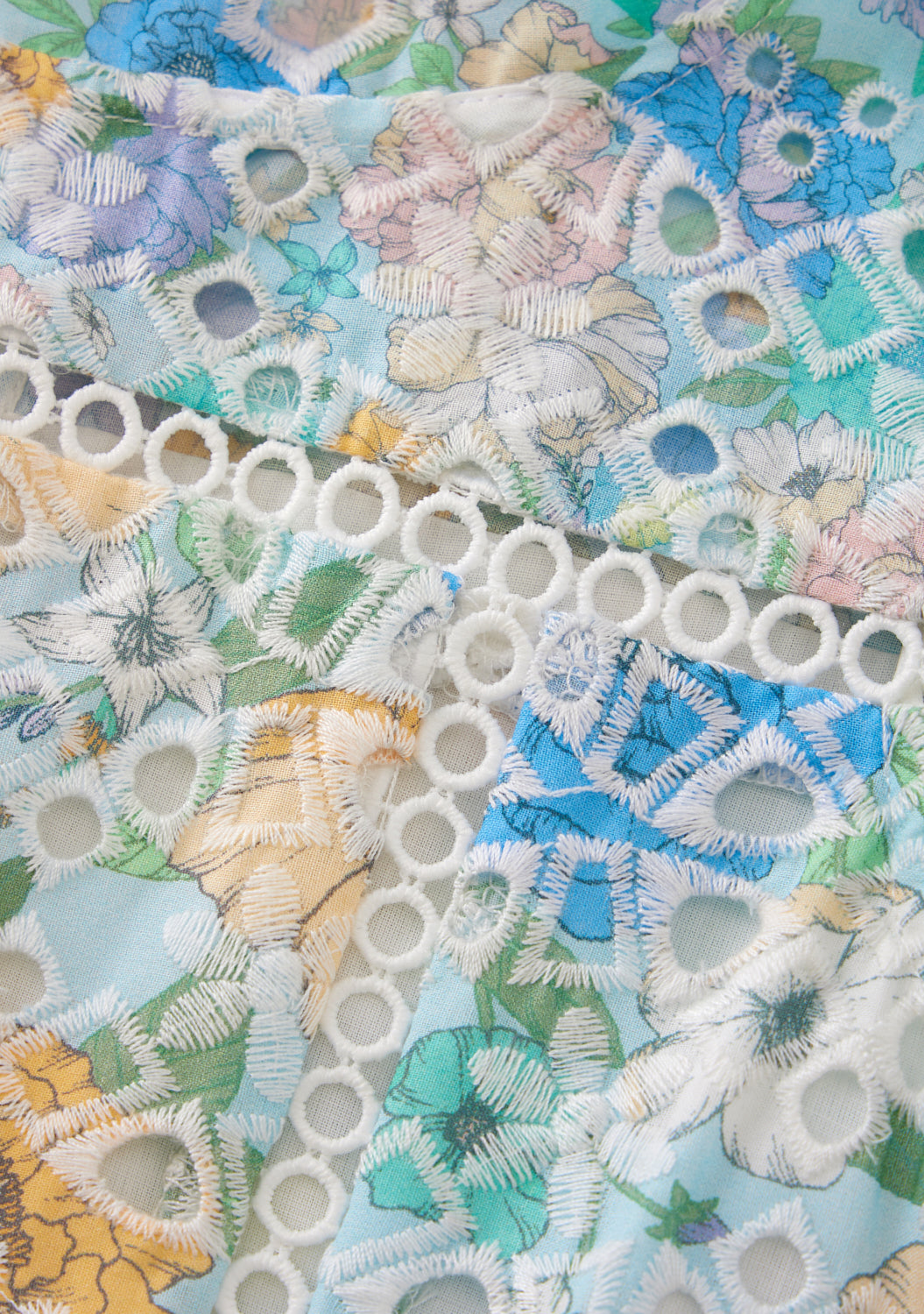 Dress Floral Azure Embroidered Frilly