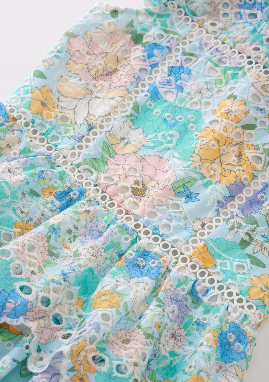 Dress Floral Azure Embroidered Frilly