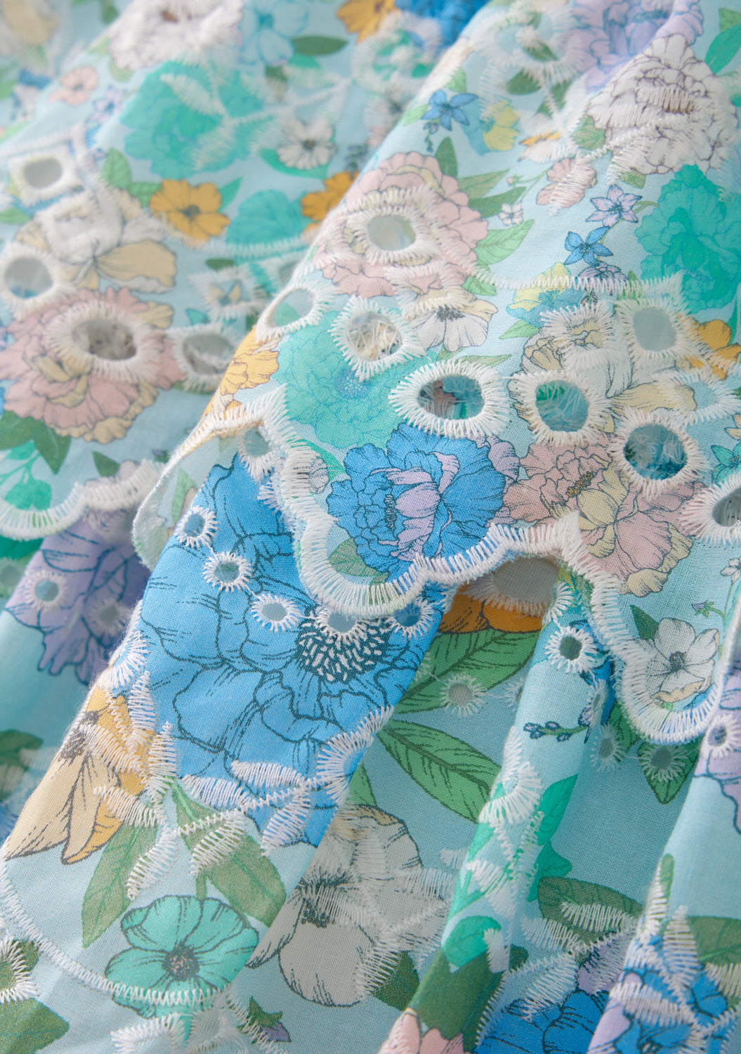 Dress Floral Azure Embroidered Frilly