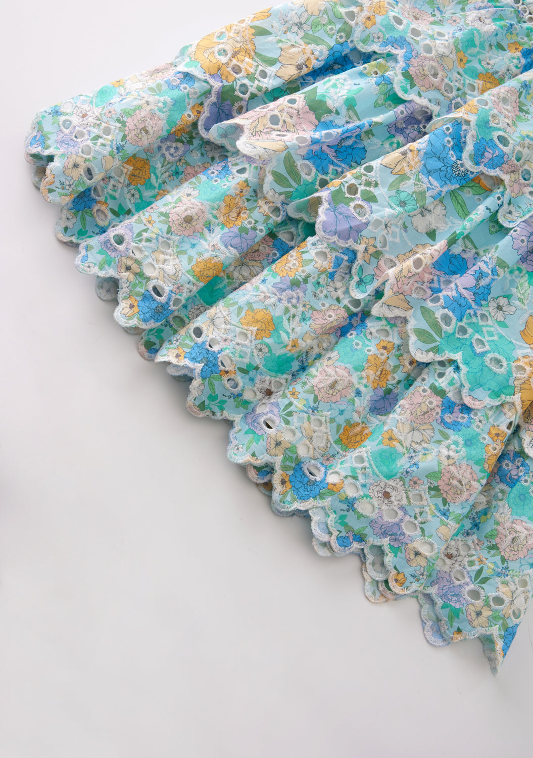 Dress Floral Azure Embroidered Frilly