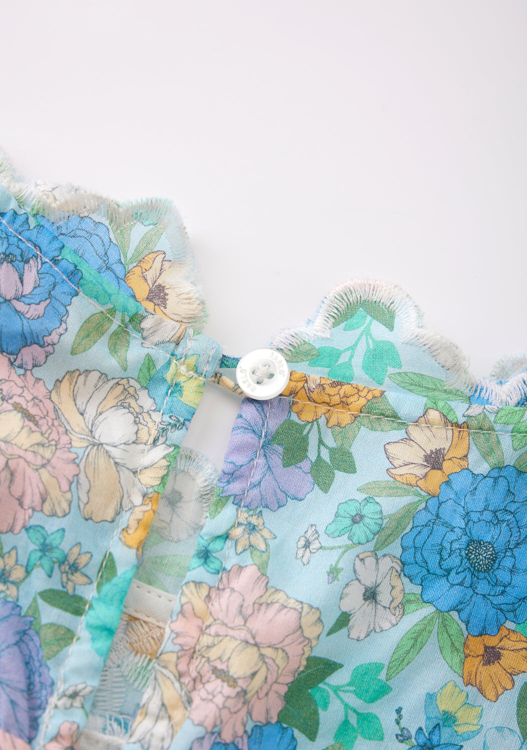 Dress Floral Azure Embroidered Frilly