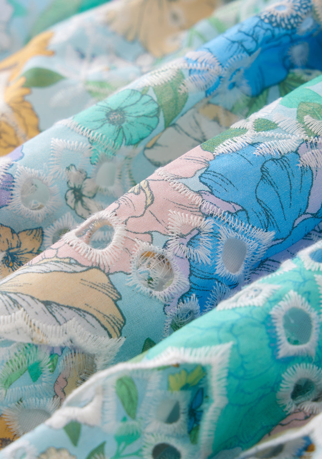 Dress Floral Azure Embroidered Frilly