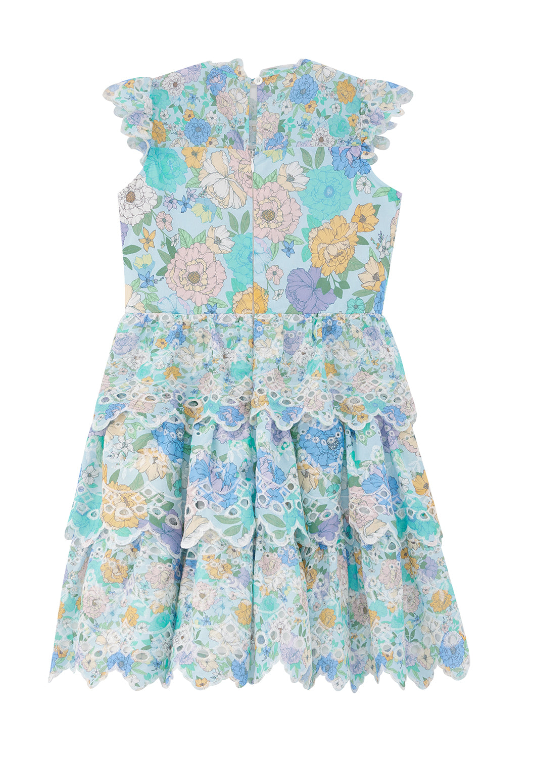 Dress Floral Azure Embroidered Frilly