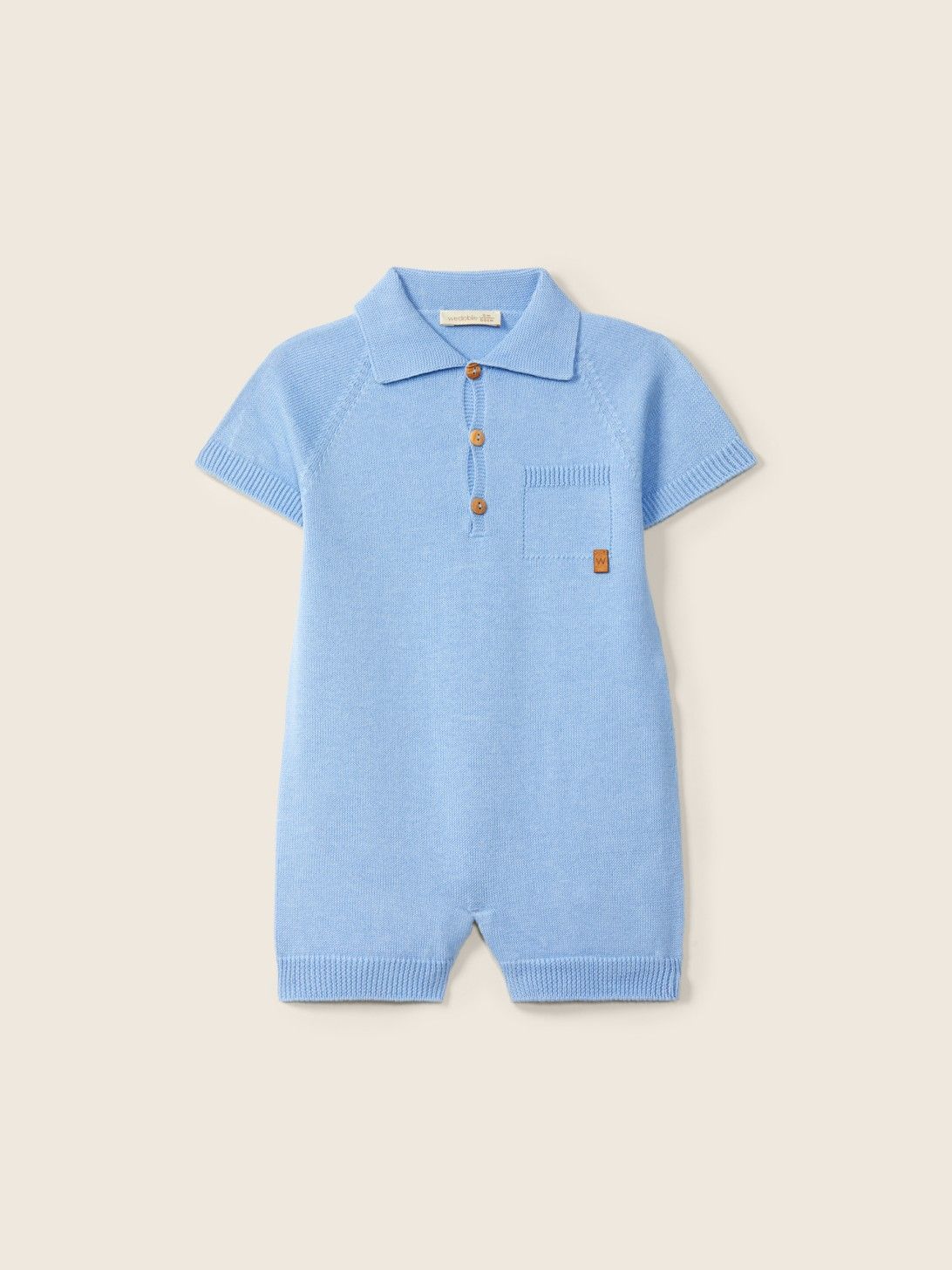 Polo Romper 'Summer' Blue