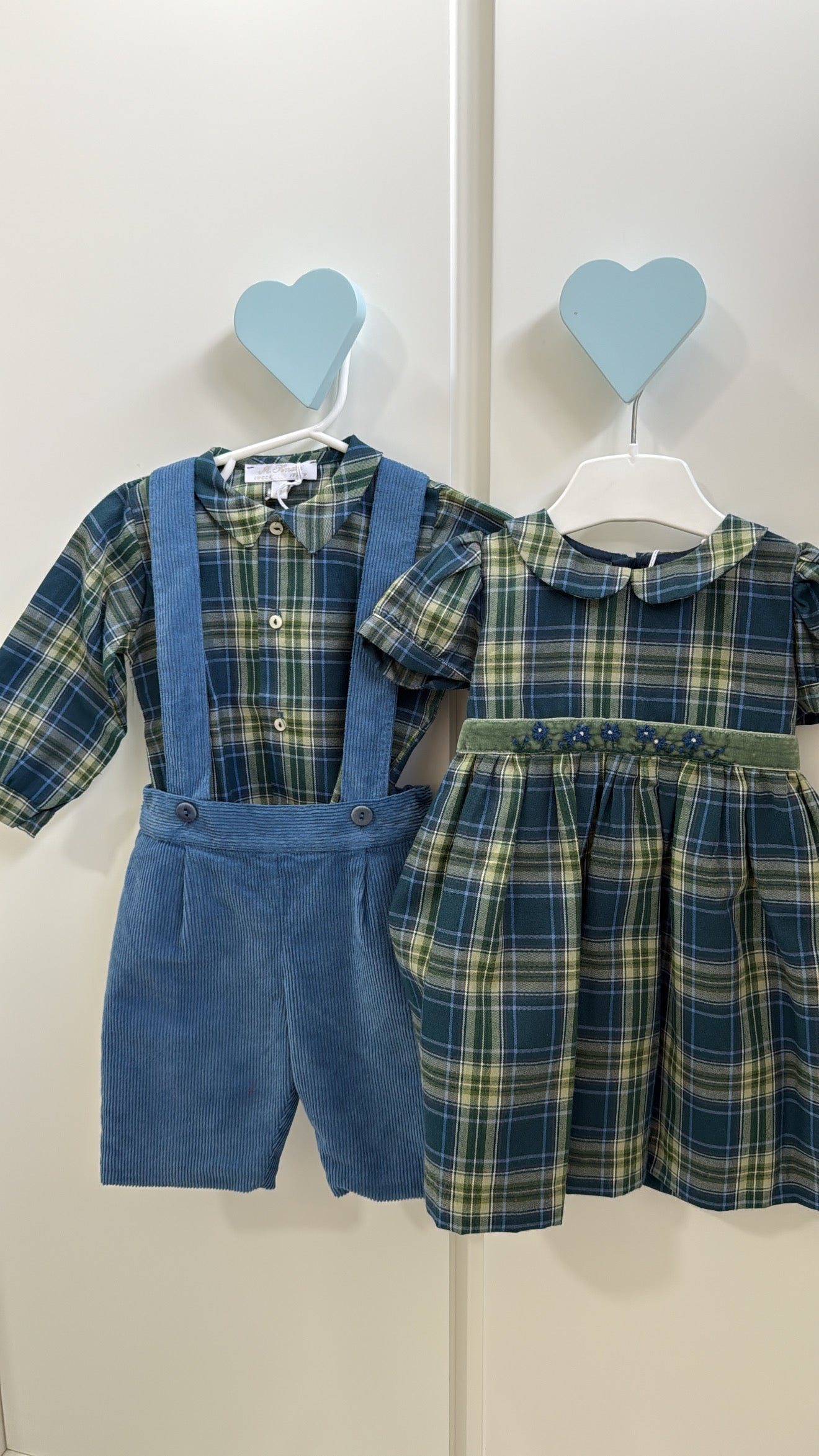 Suspender Set Green Tartan