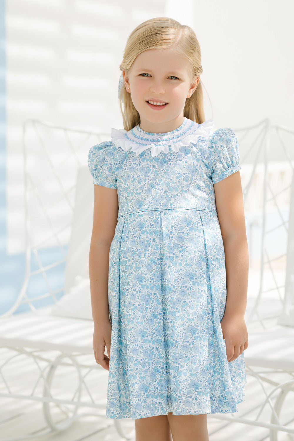 Blue Ditsy Smock Dress