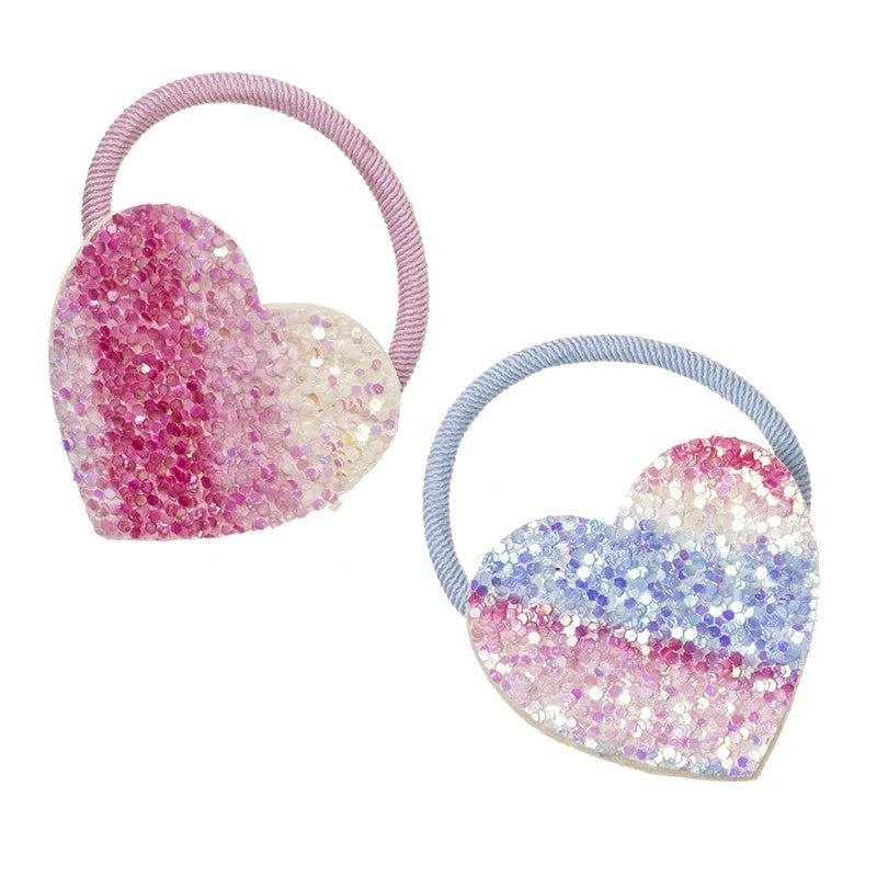 Hair Ties Glitter Hearts- Set of 2