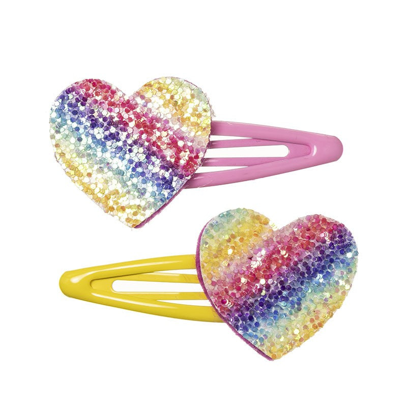 Hair Clips Glitter Heart- Set of 2