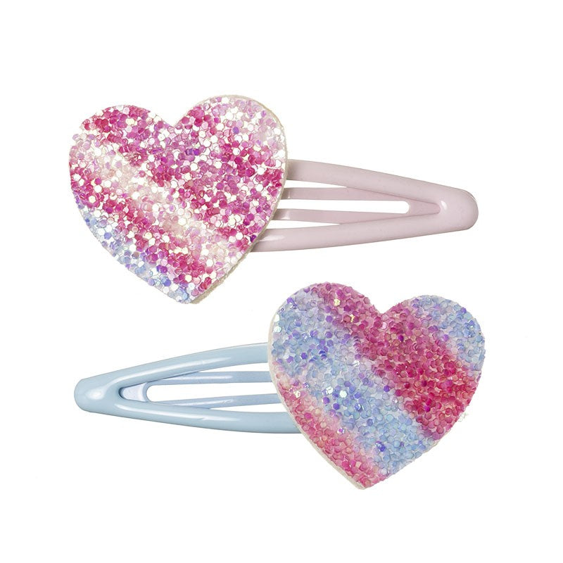 Hair Clips Glitter Heart- Set of 2