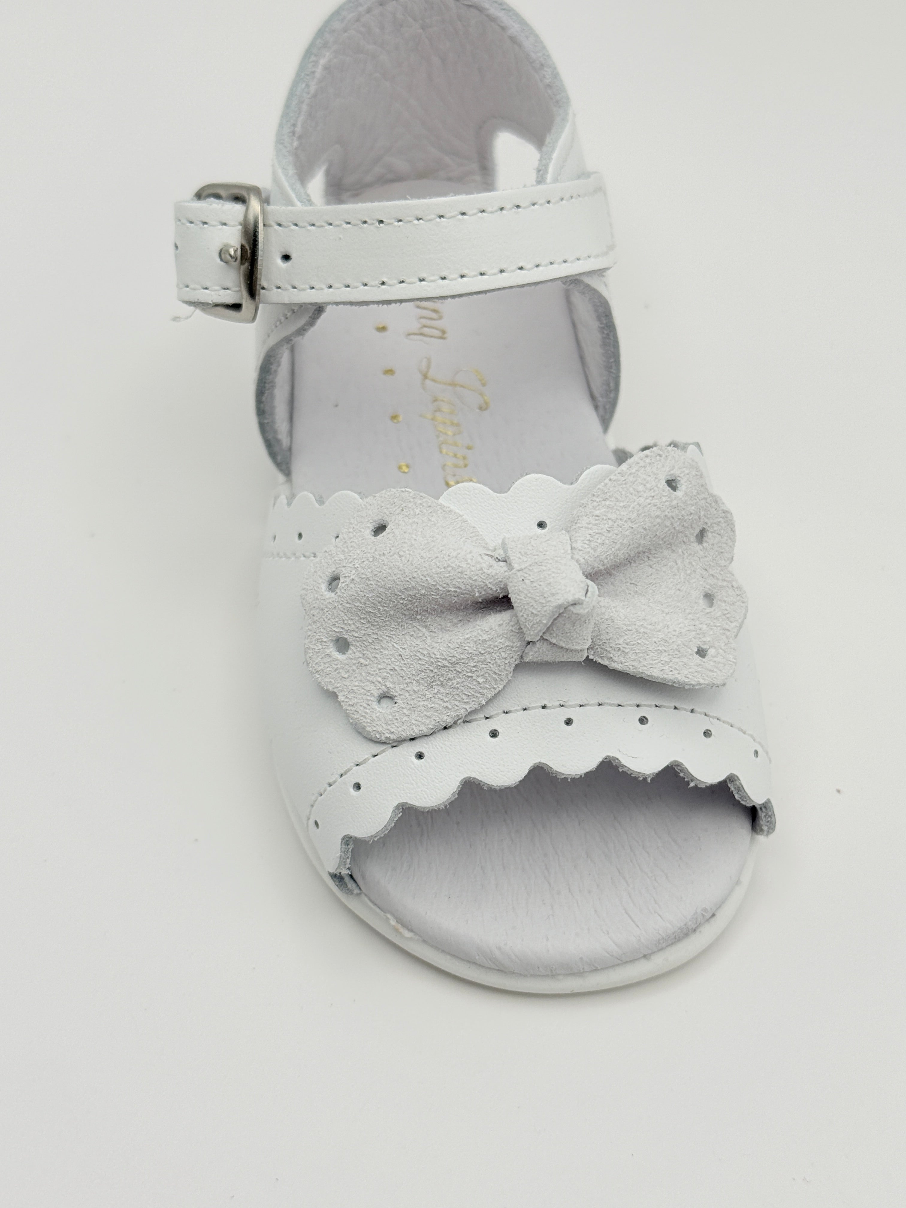 Sandal Scalloped Bow White