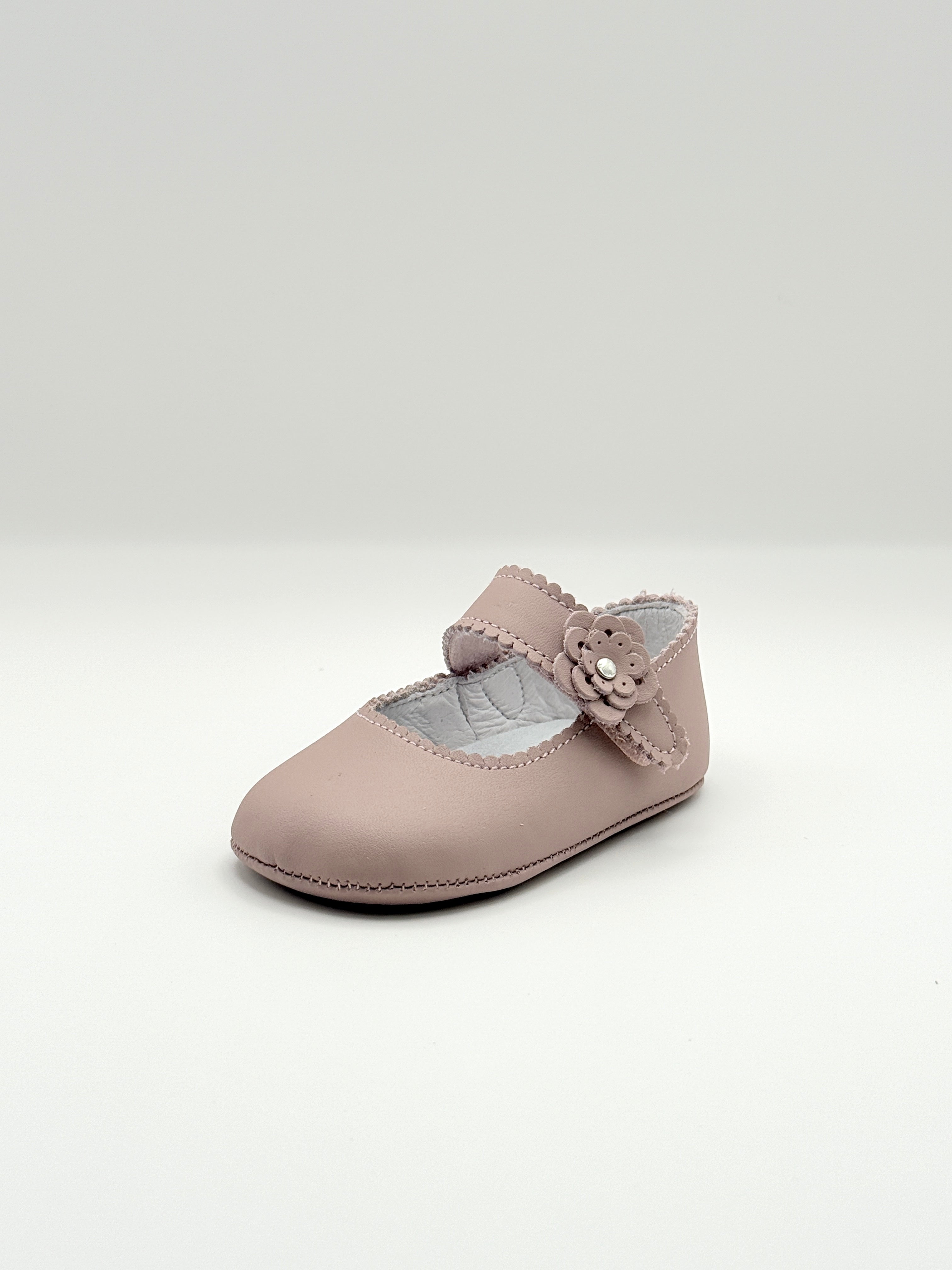 Crib Shoe Mary Jane Flor Dusty Pink