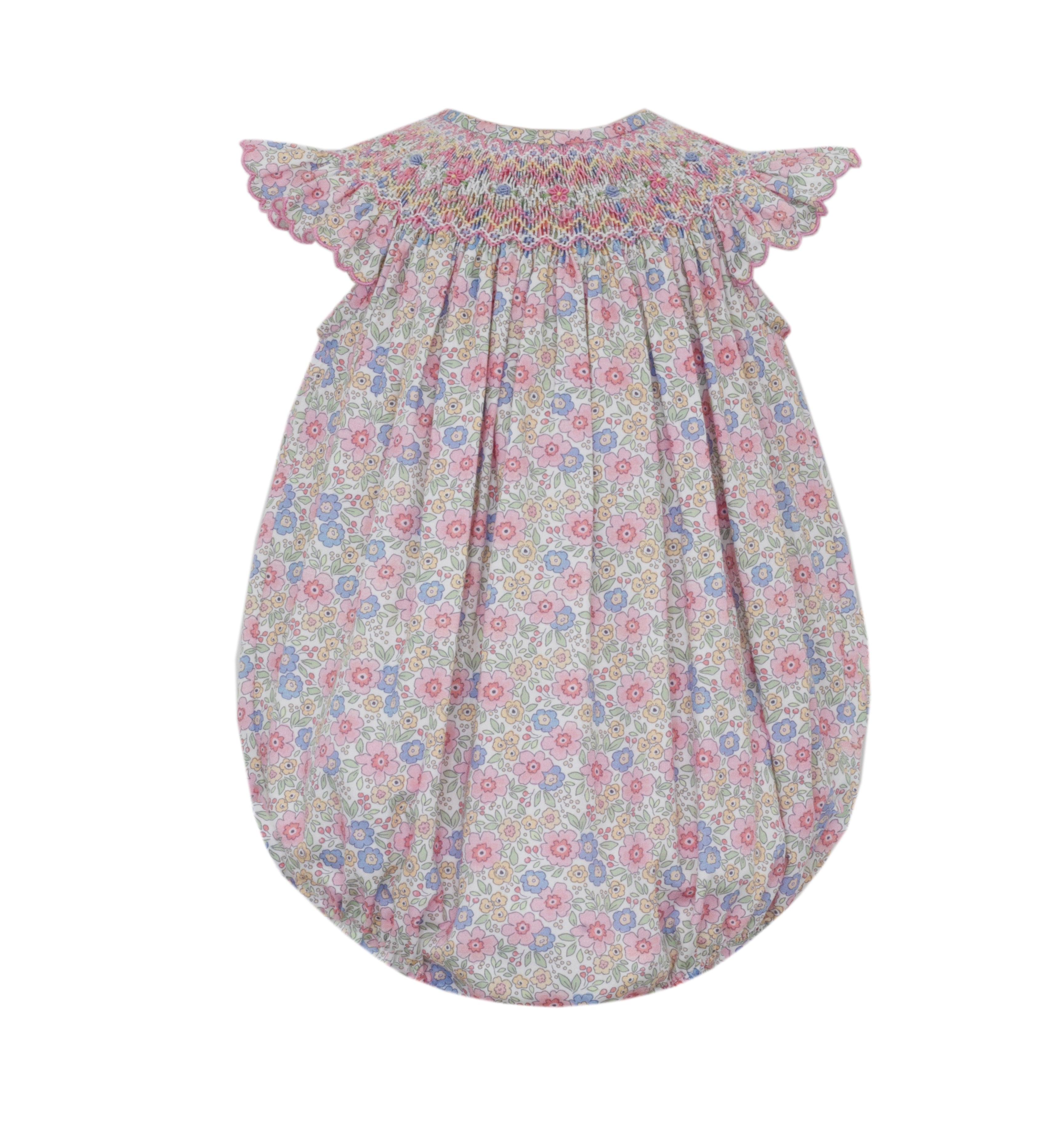 Floral baby romper bag on a white background