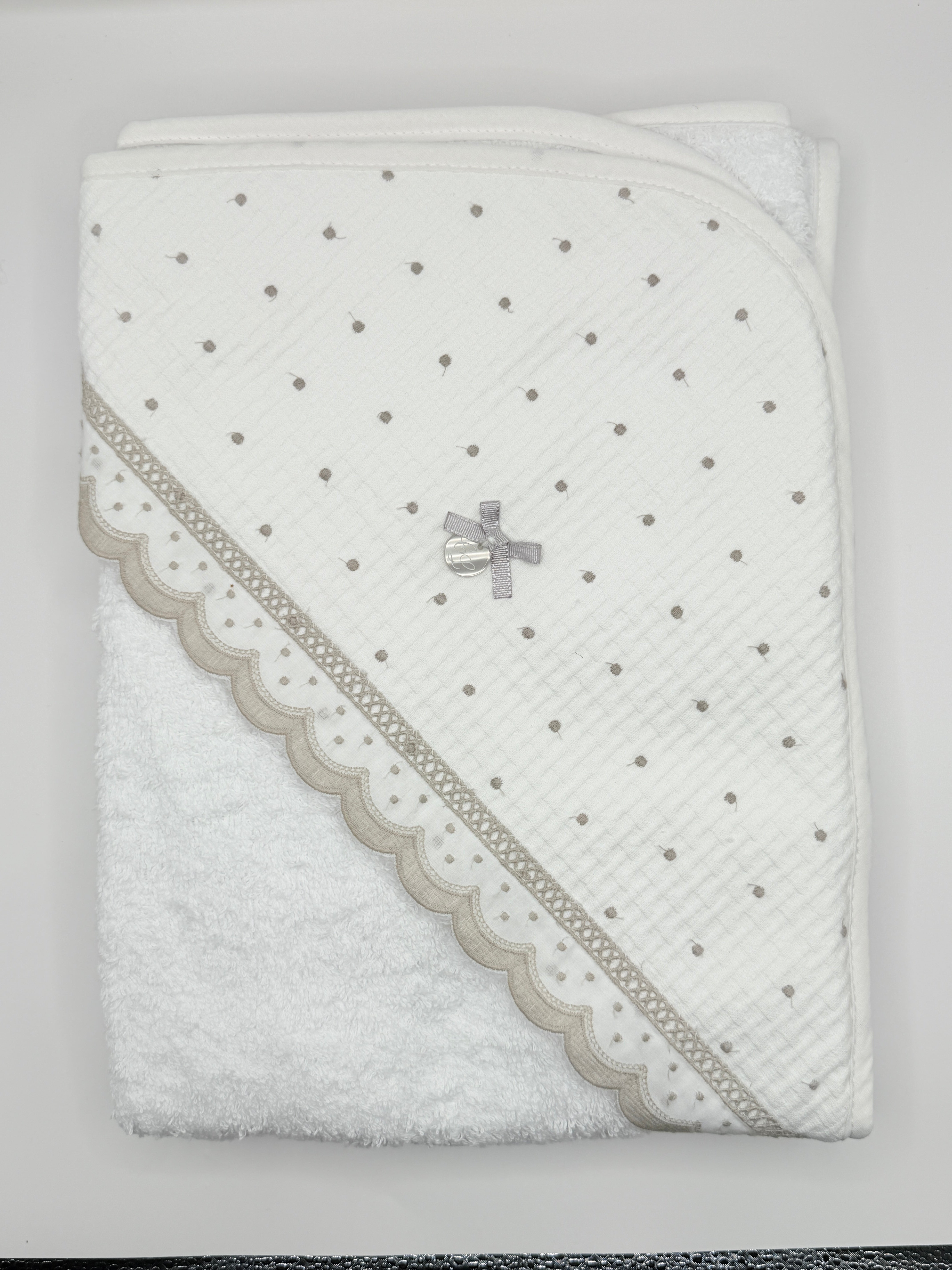 Hooded Towel XL Dots Grey