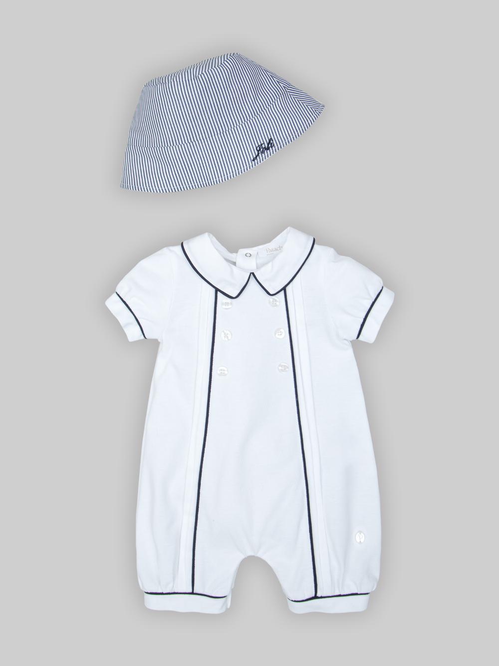 White Romper with Marine Trims
