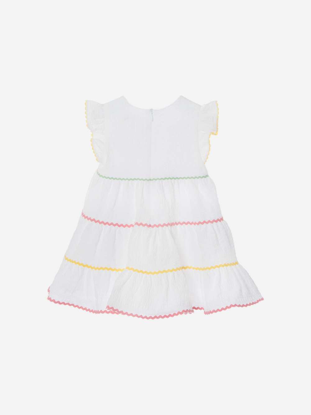 White Dress with Multicolor Trims