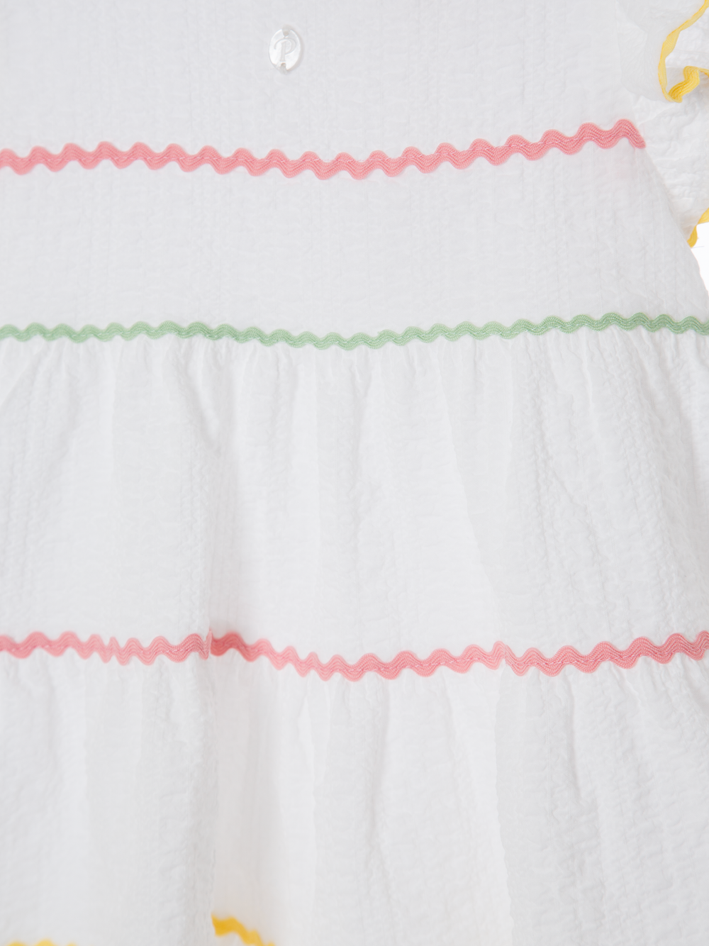 White Dress with Multicolor Trims