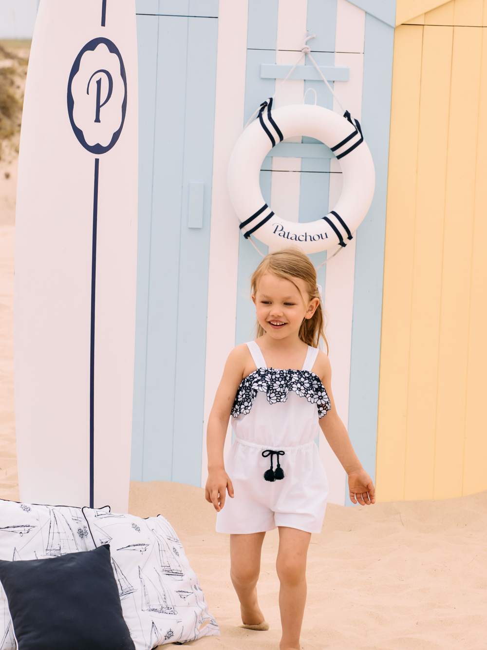 Navy Jumpsuit with Embroidered Voile