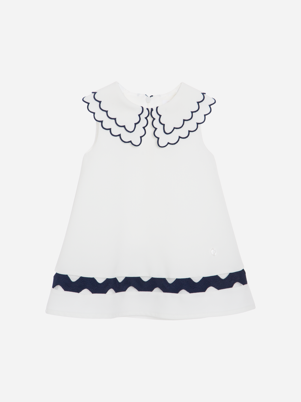 White Crepe Dress with White Bow