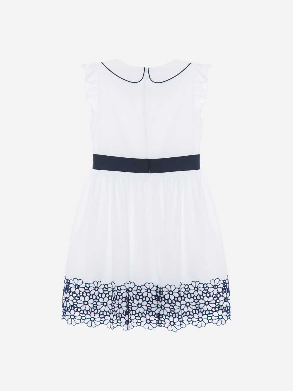 Dress Navy Blue Voile Dress with Embroidery