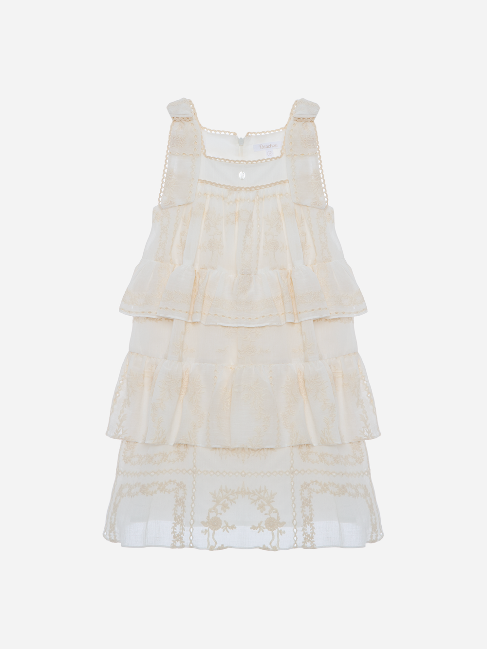 Beige Dress in Embroidered Voile