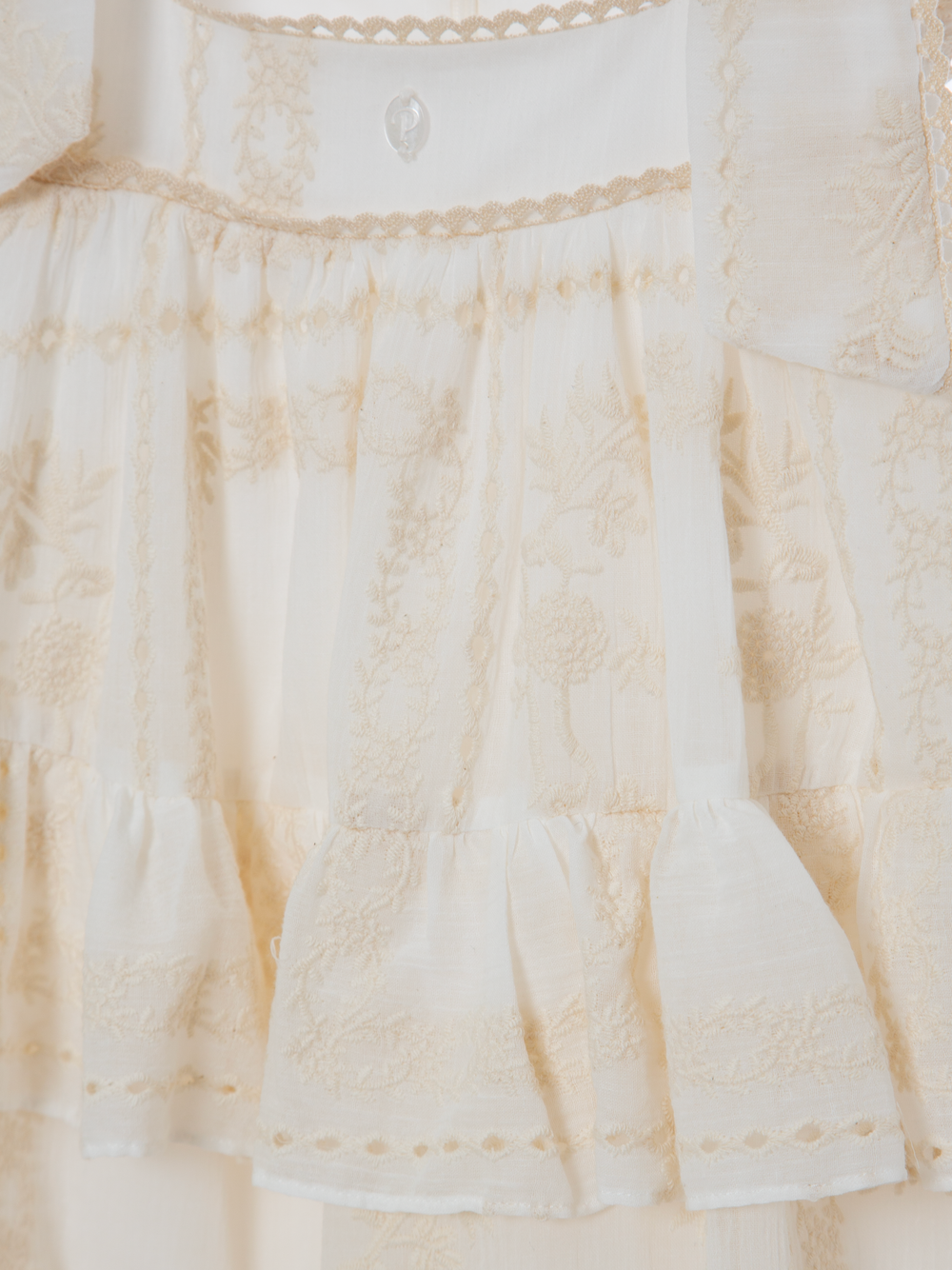 Beige Dress in Embroidered Voile