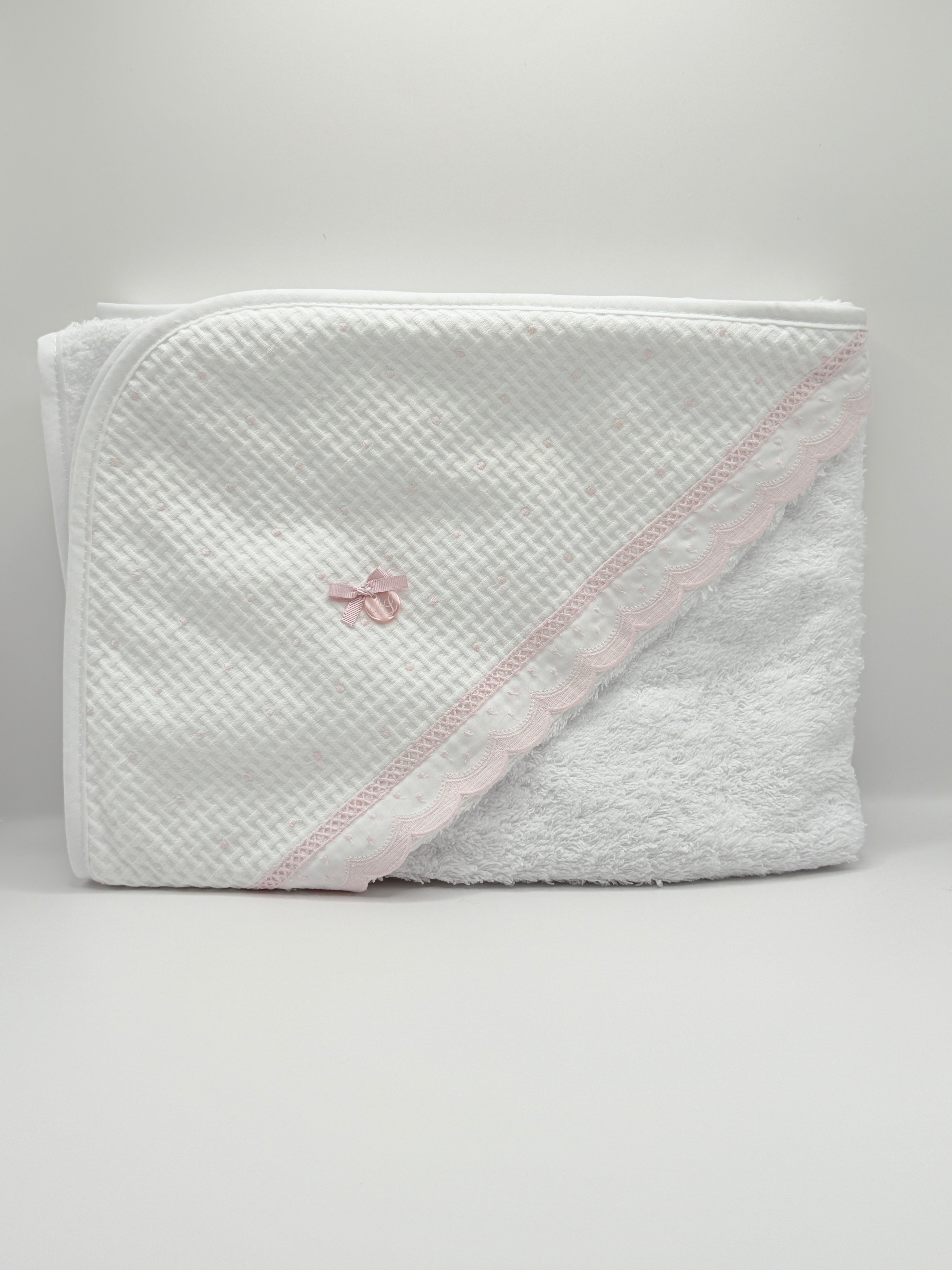 Hooded Towel XL Dots Pink