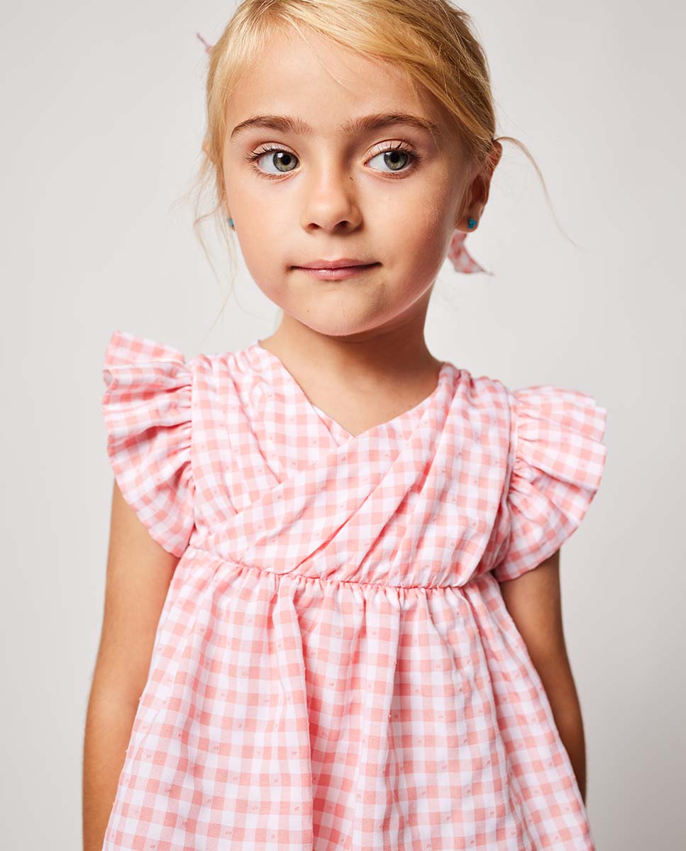 Short Set Coral Gingham