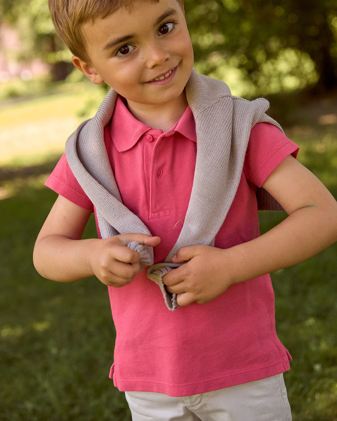 Boy Polo Set Fucsia