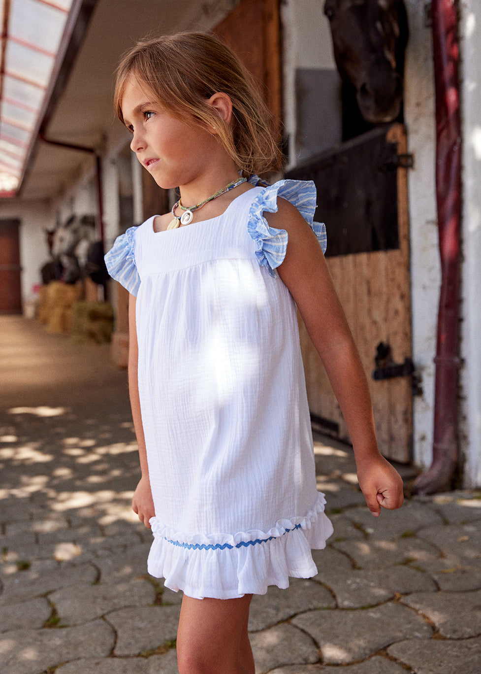 Dress 'Blue Stripes' White