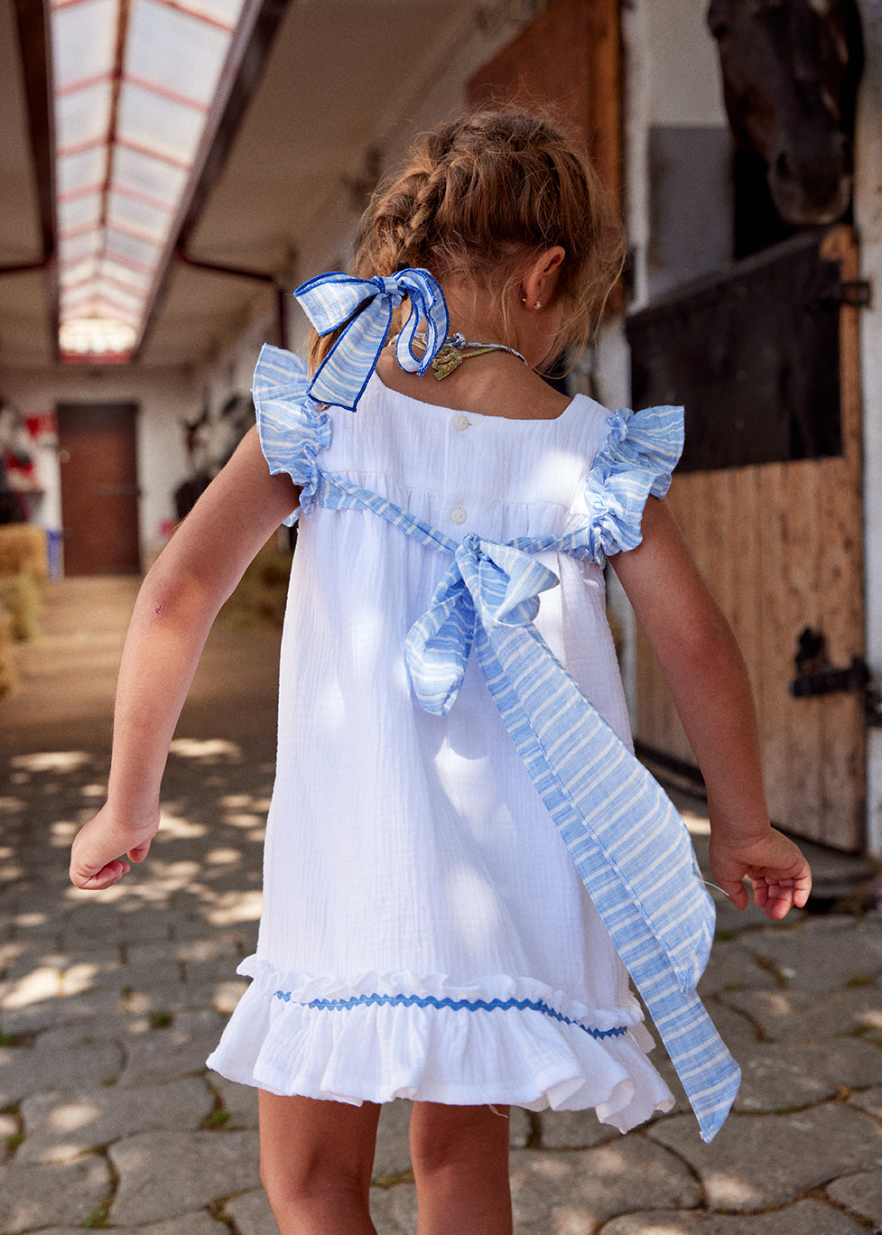 Dress 'Blue Stripes' White