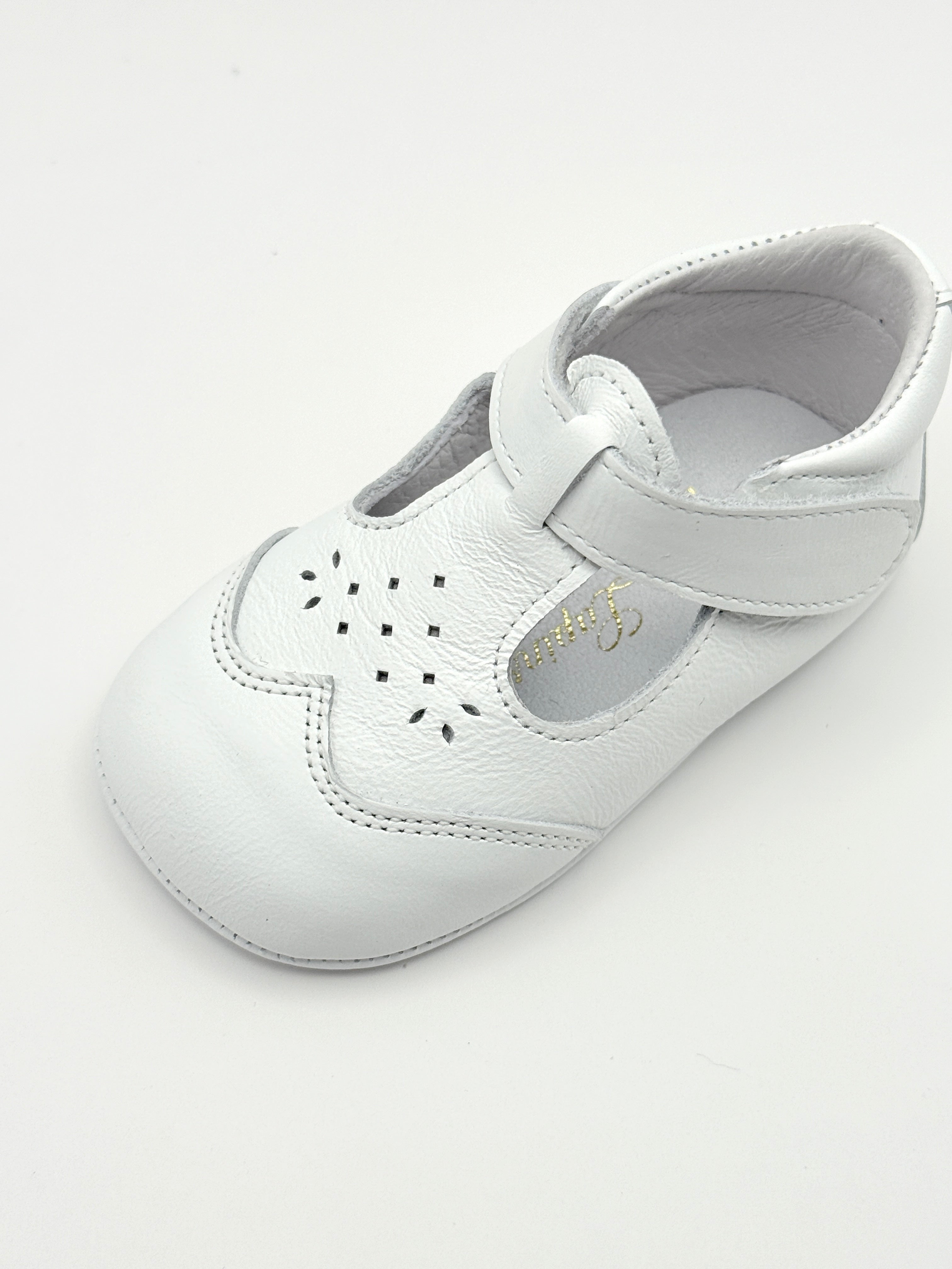 Crib Shoe T-Strap Stone White
