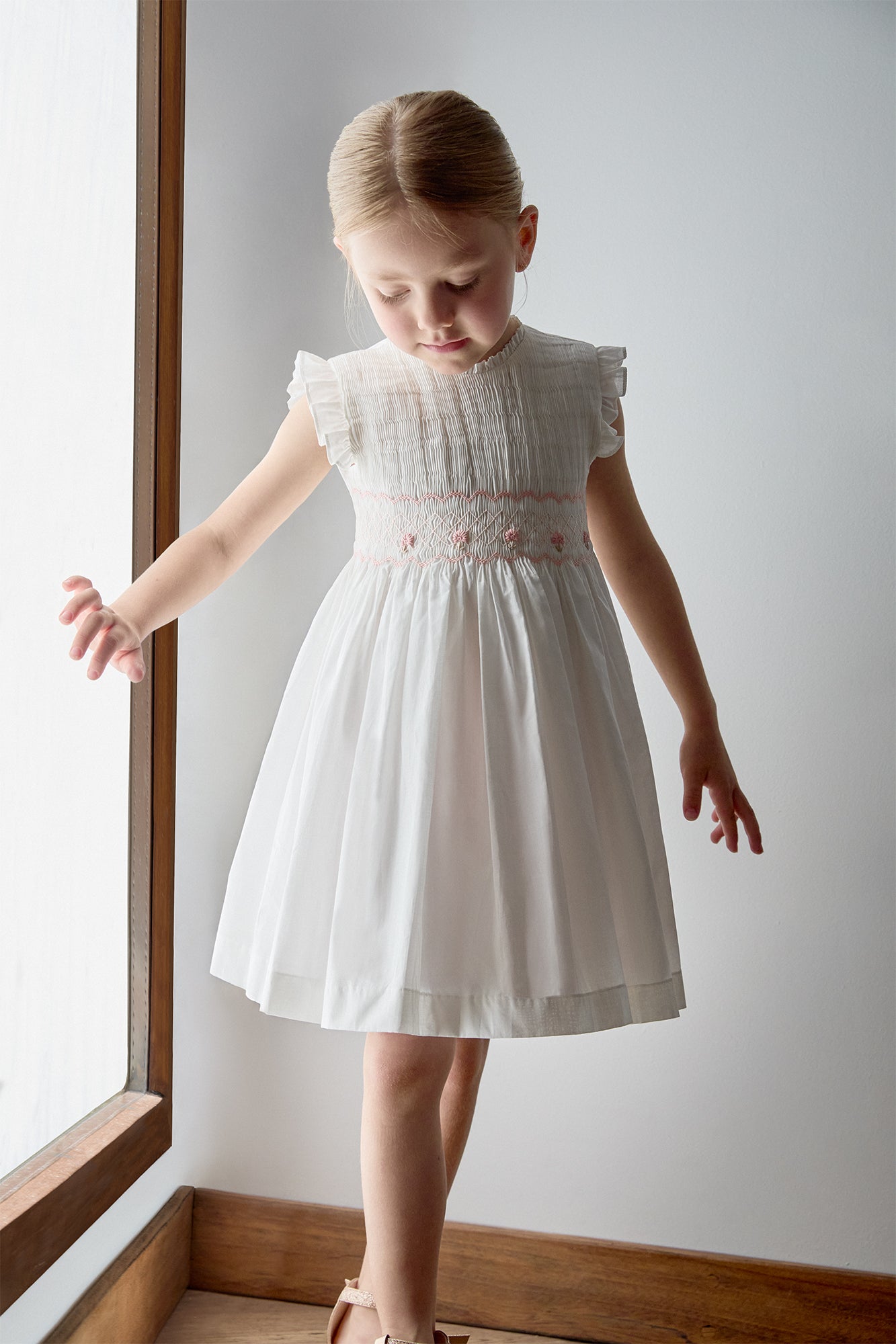 Smock Dress 'Think Pink' White