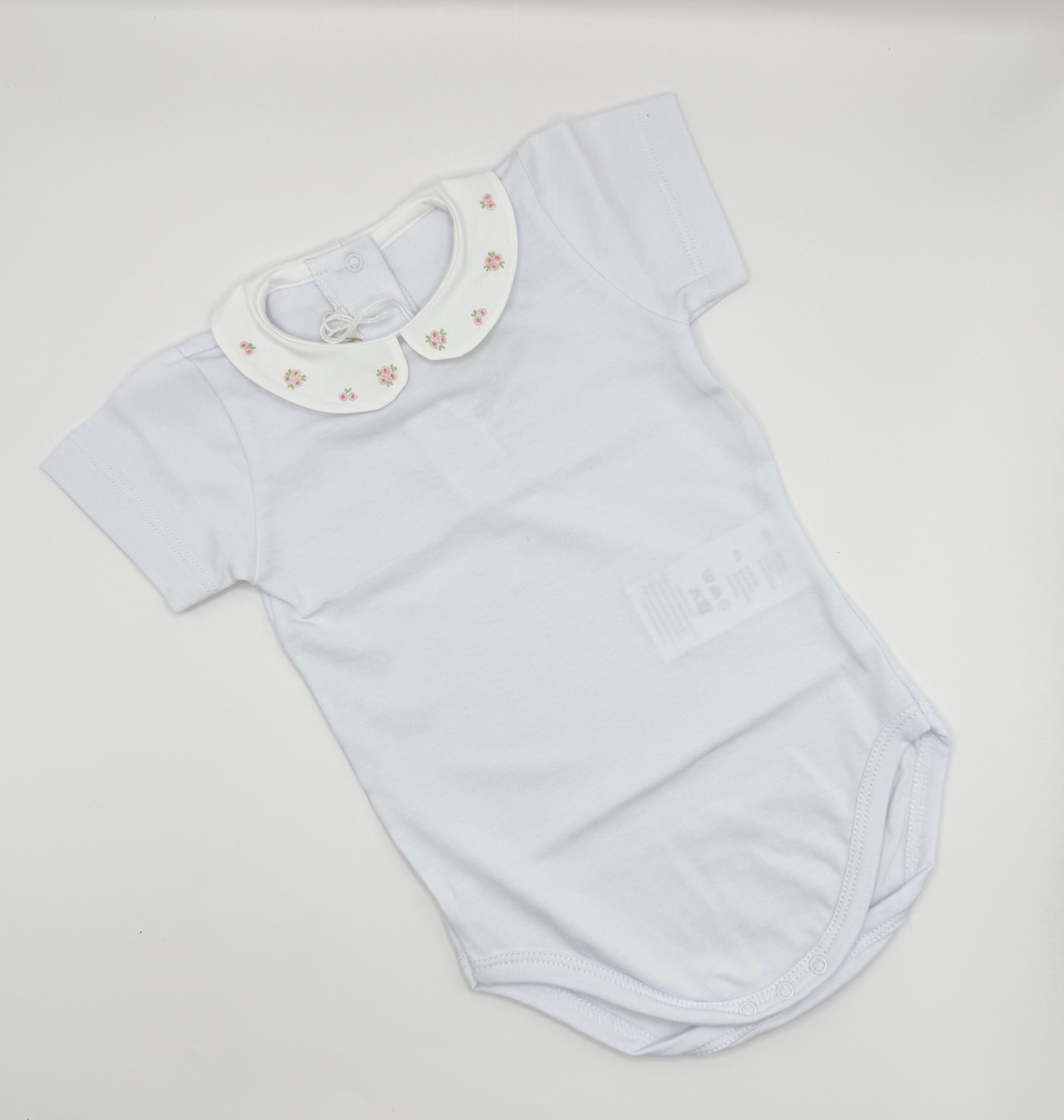 Hand Embroidered Onesie 'Fiori Rosa’