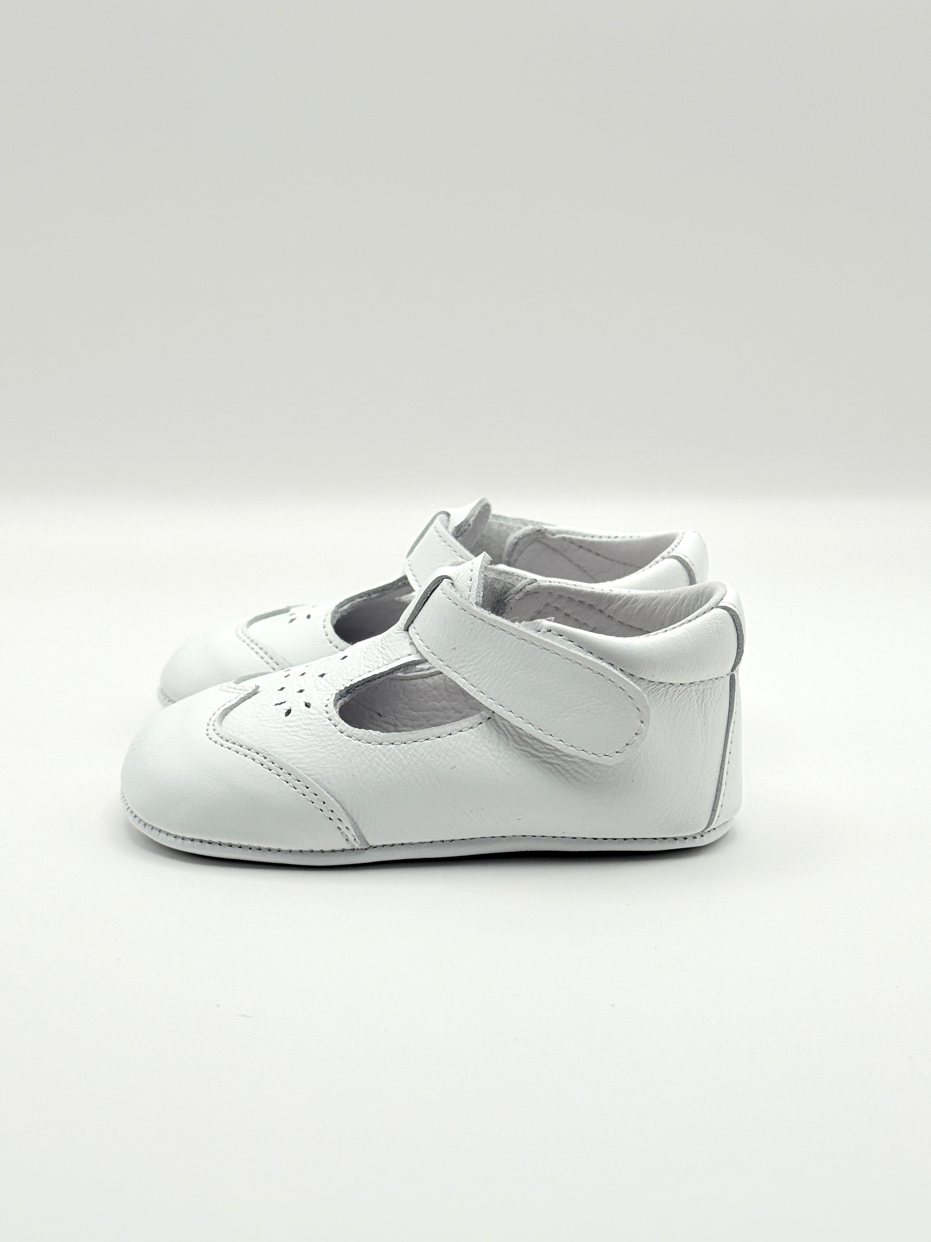 Crib Shoe T-Strap Stone White
