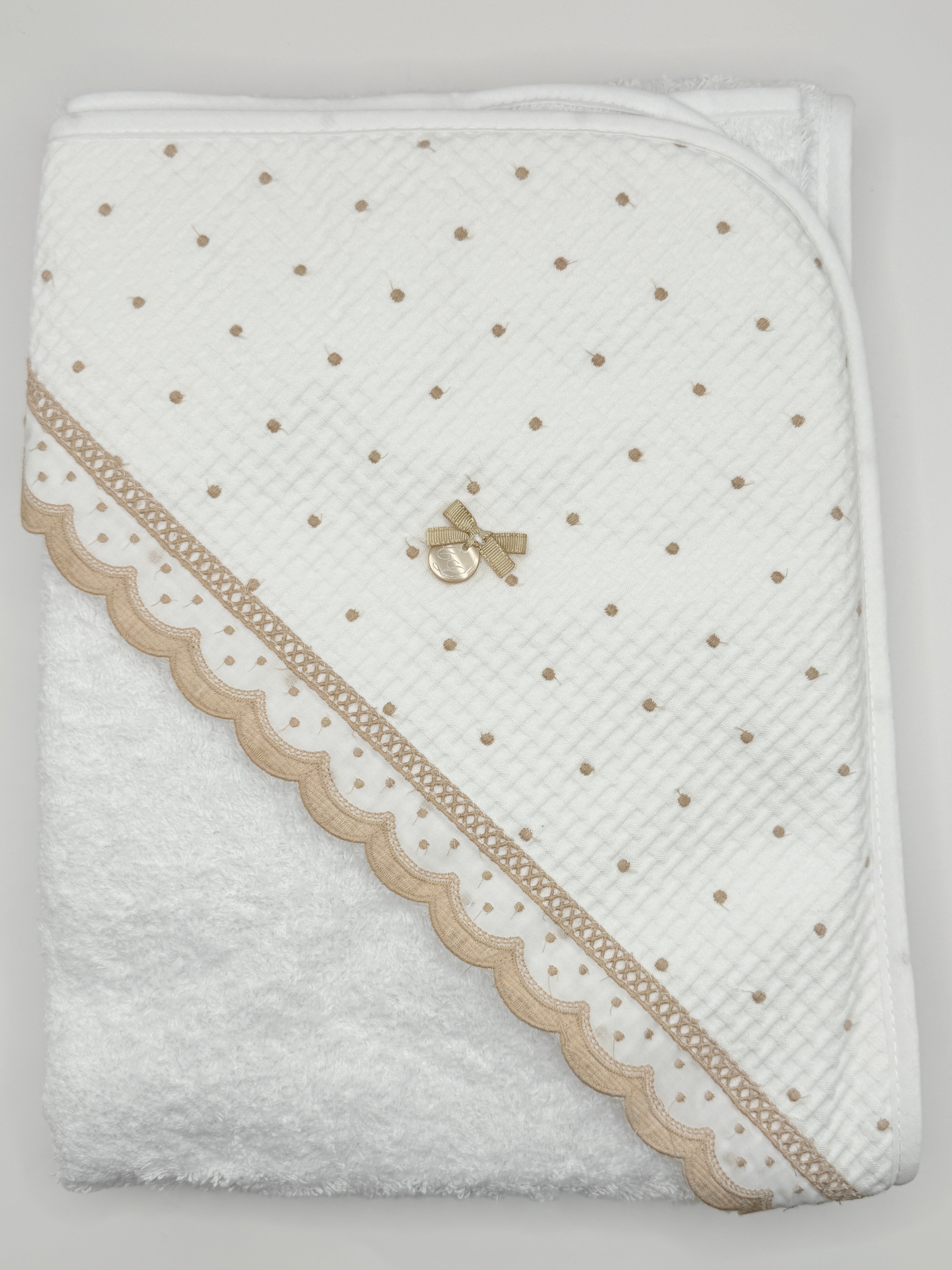 Hooded Towel XL Dots Beige