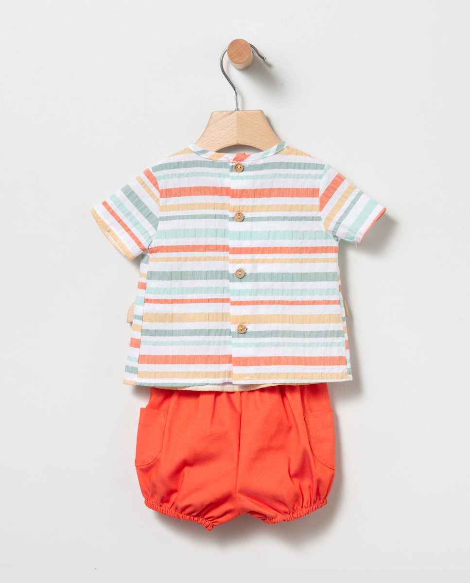 Boy Short Sleeve Rayas Set