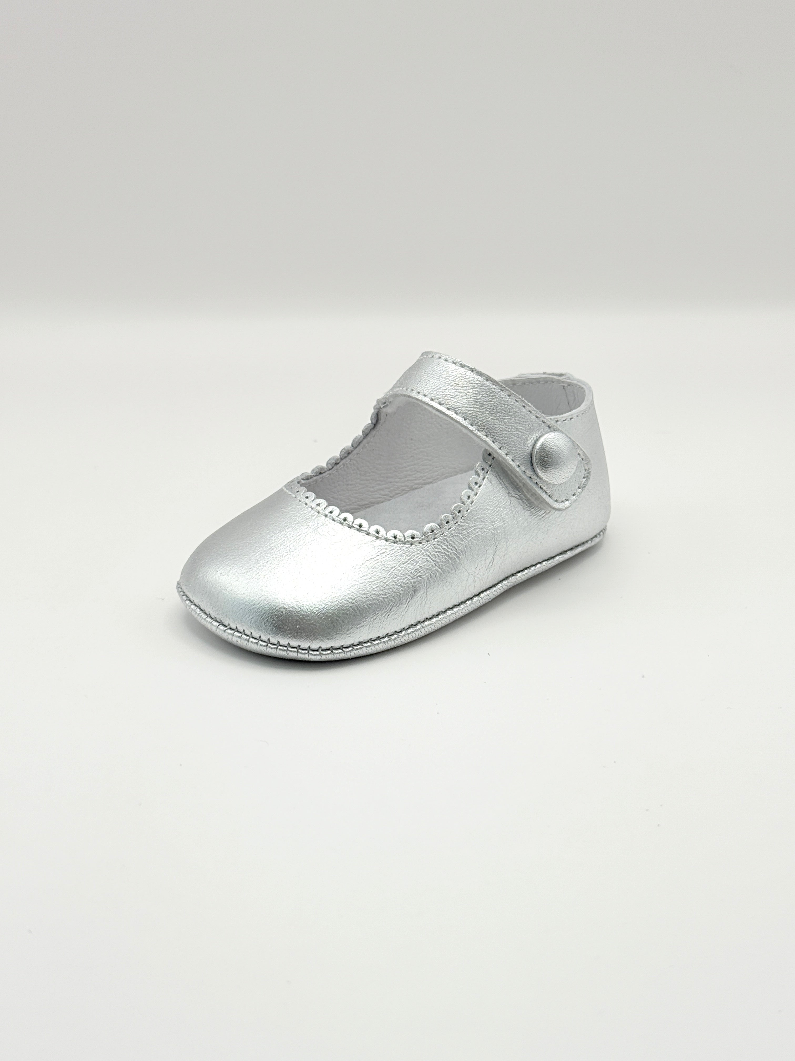 Crib Shoe Mary Jane Button Silver