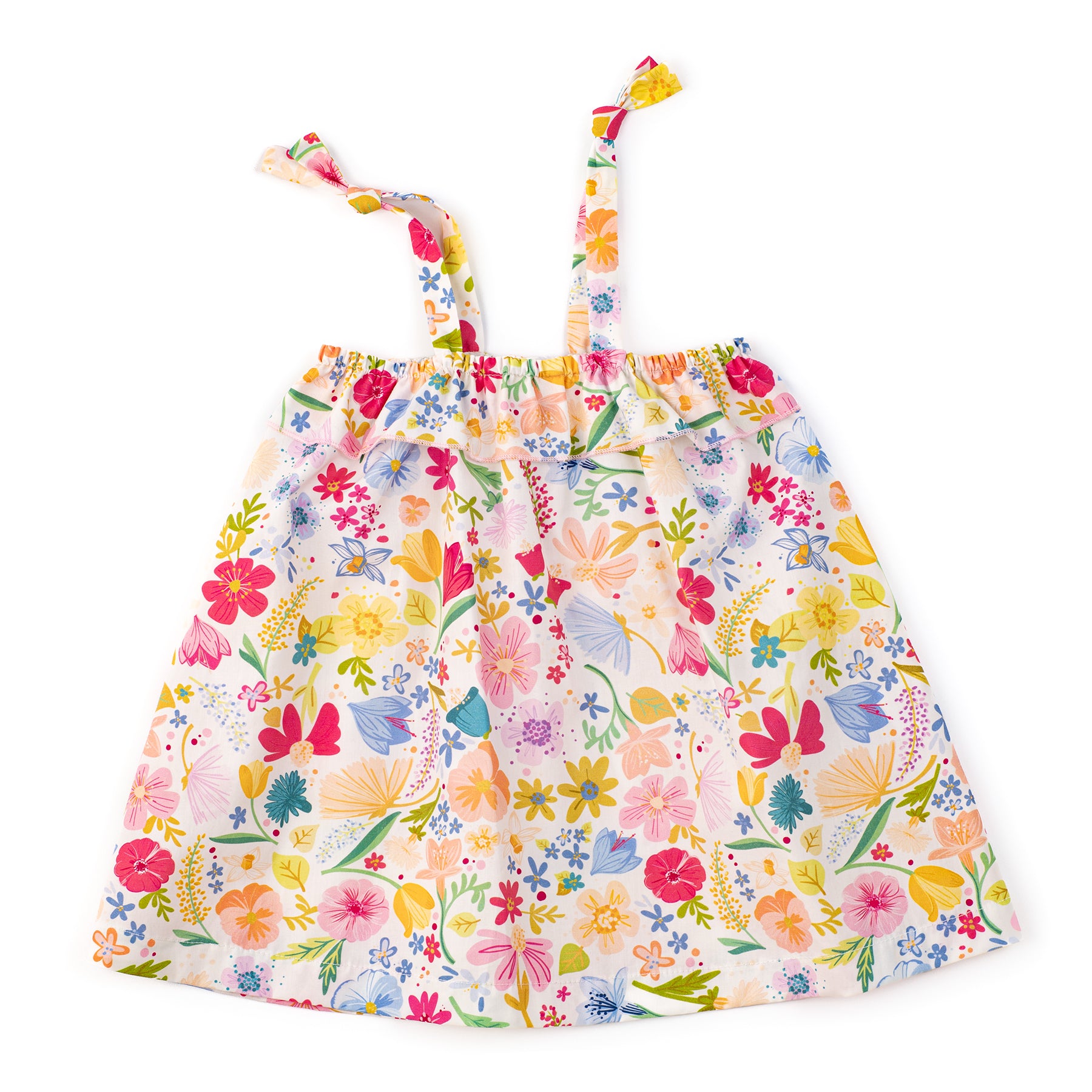 Floral dress with colorful pattern on a white background