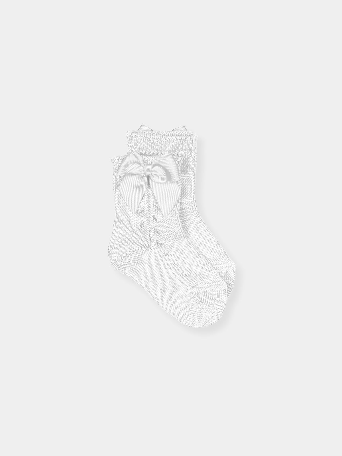 Short Sock Calado Bow- White/ Ivory