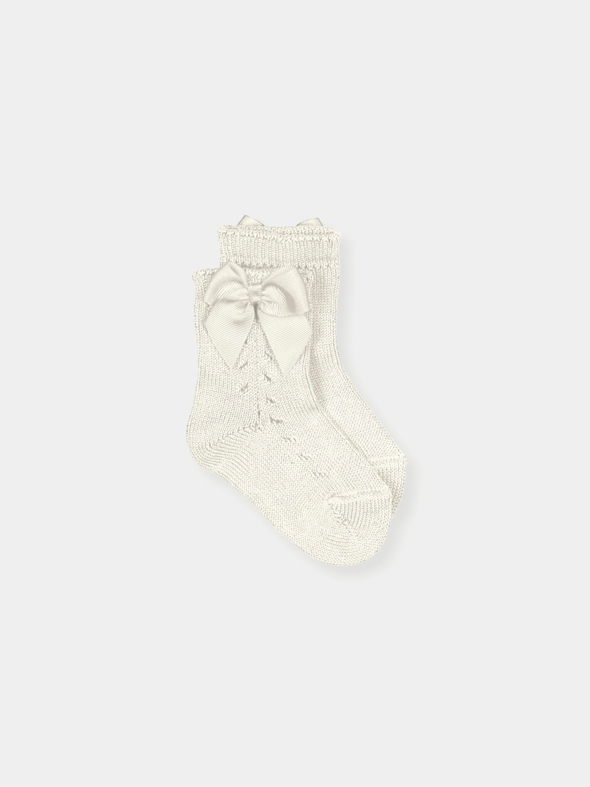 Short Sock Calado Bow- White/ Ivory