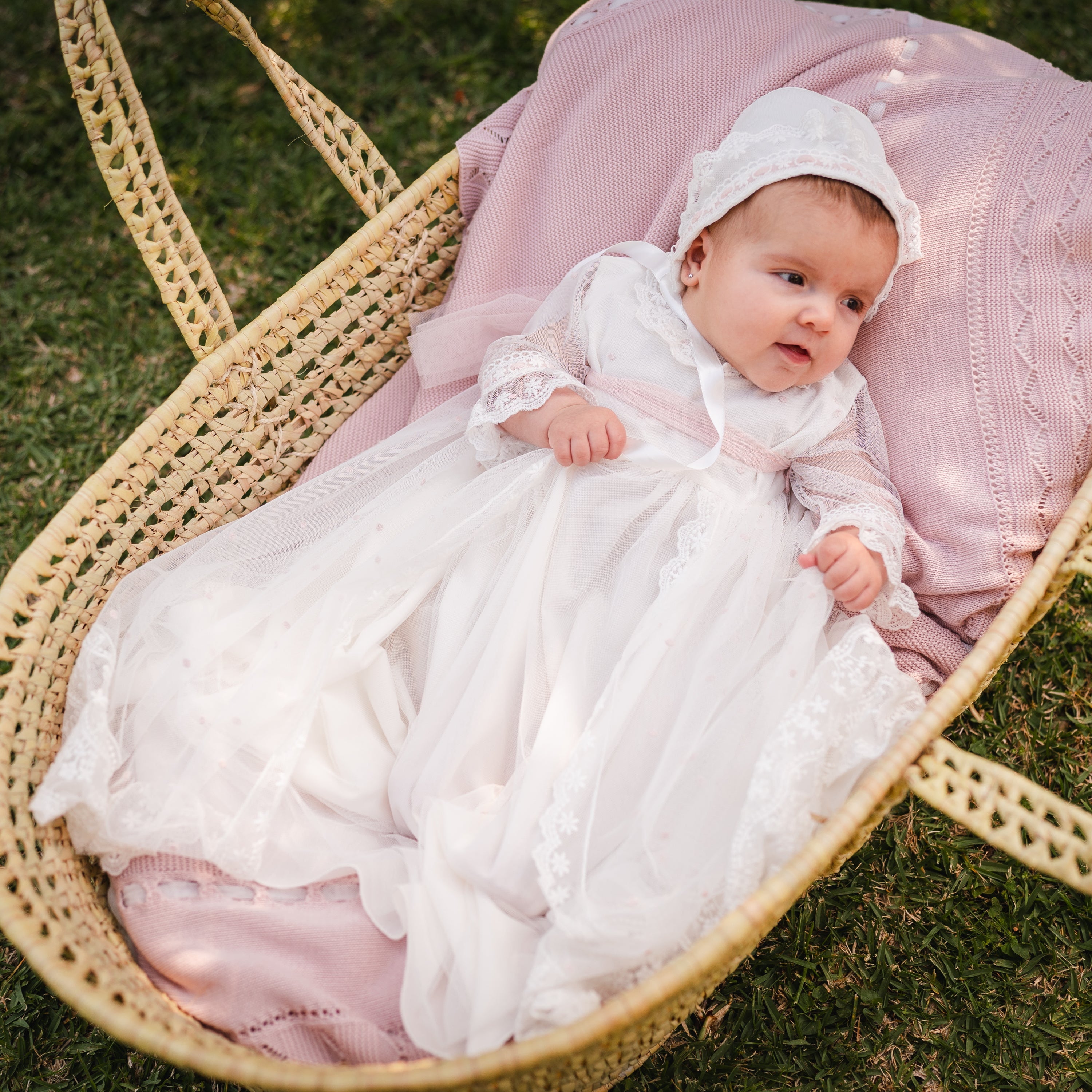 Christening Gown Pale Pink- 2pc