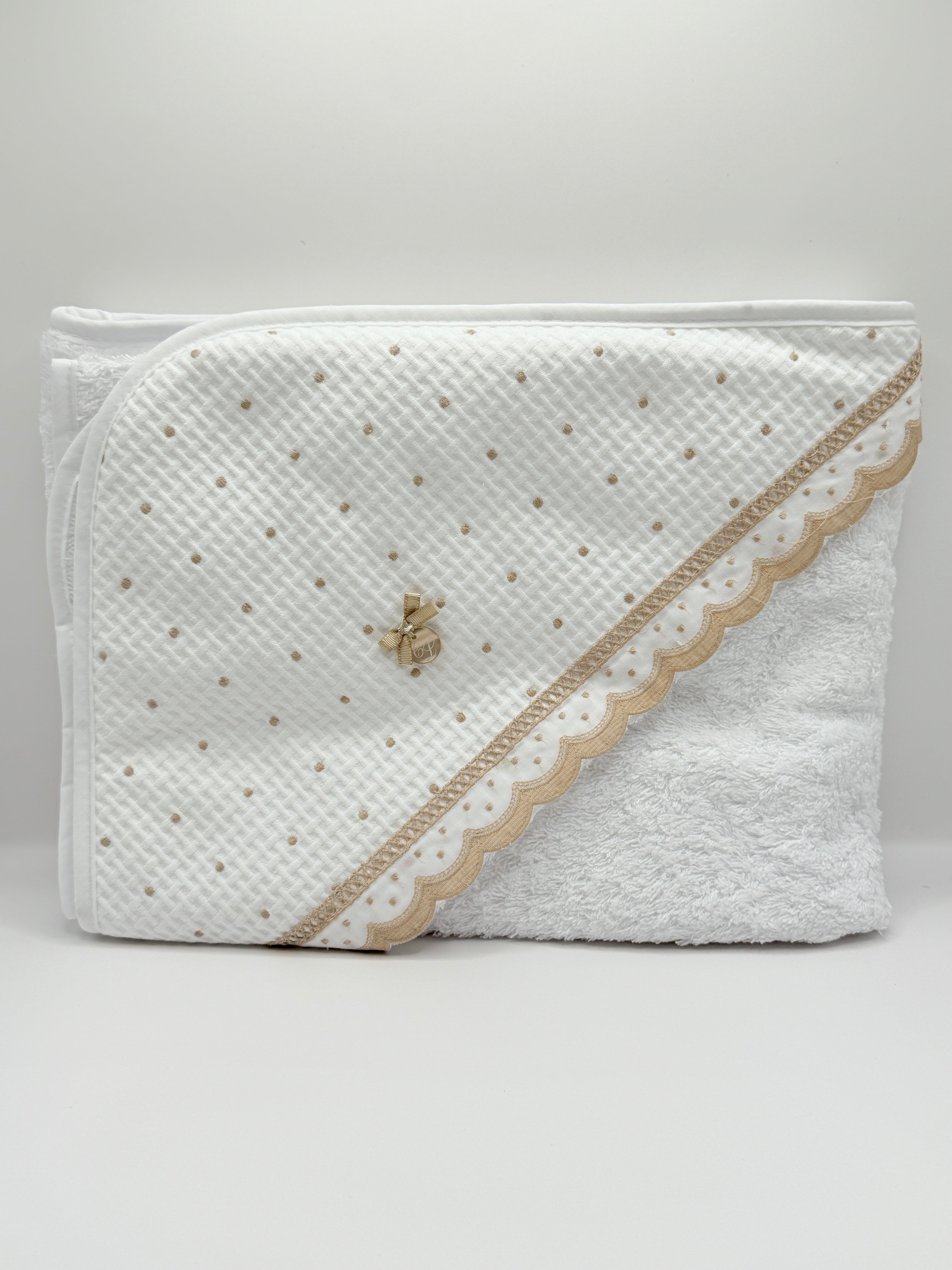 Hooded Towel XL Dots Beige