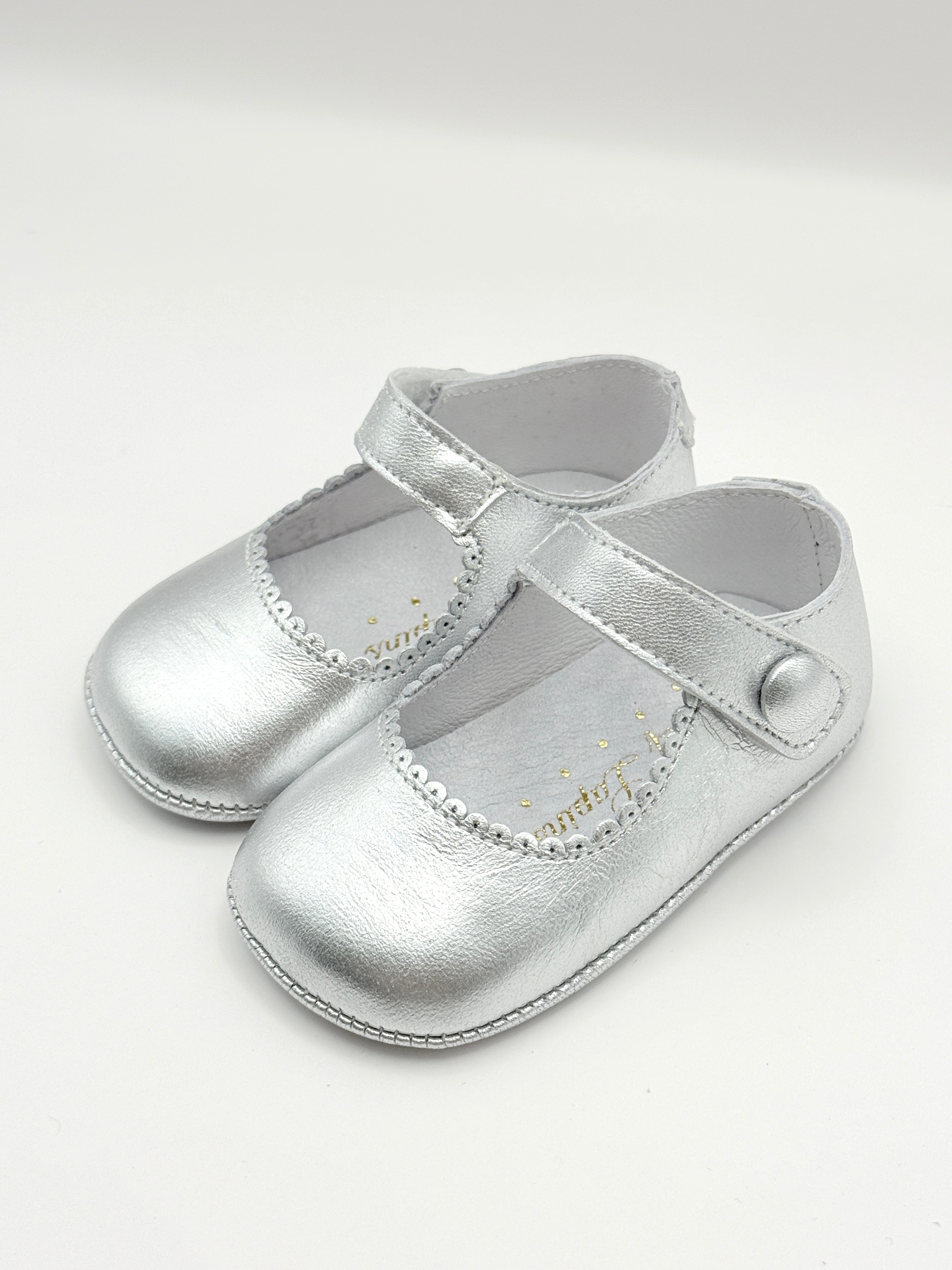Crib Shoe Mary Jane Button Silver