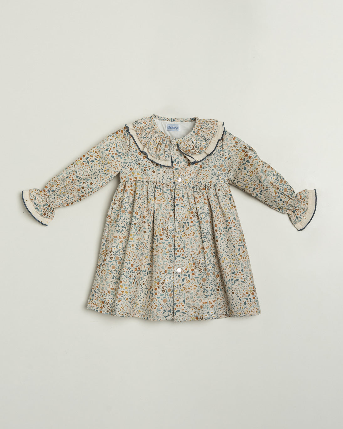 Floral dress with a collar on a light gray background