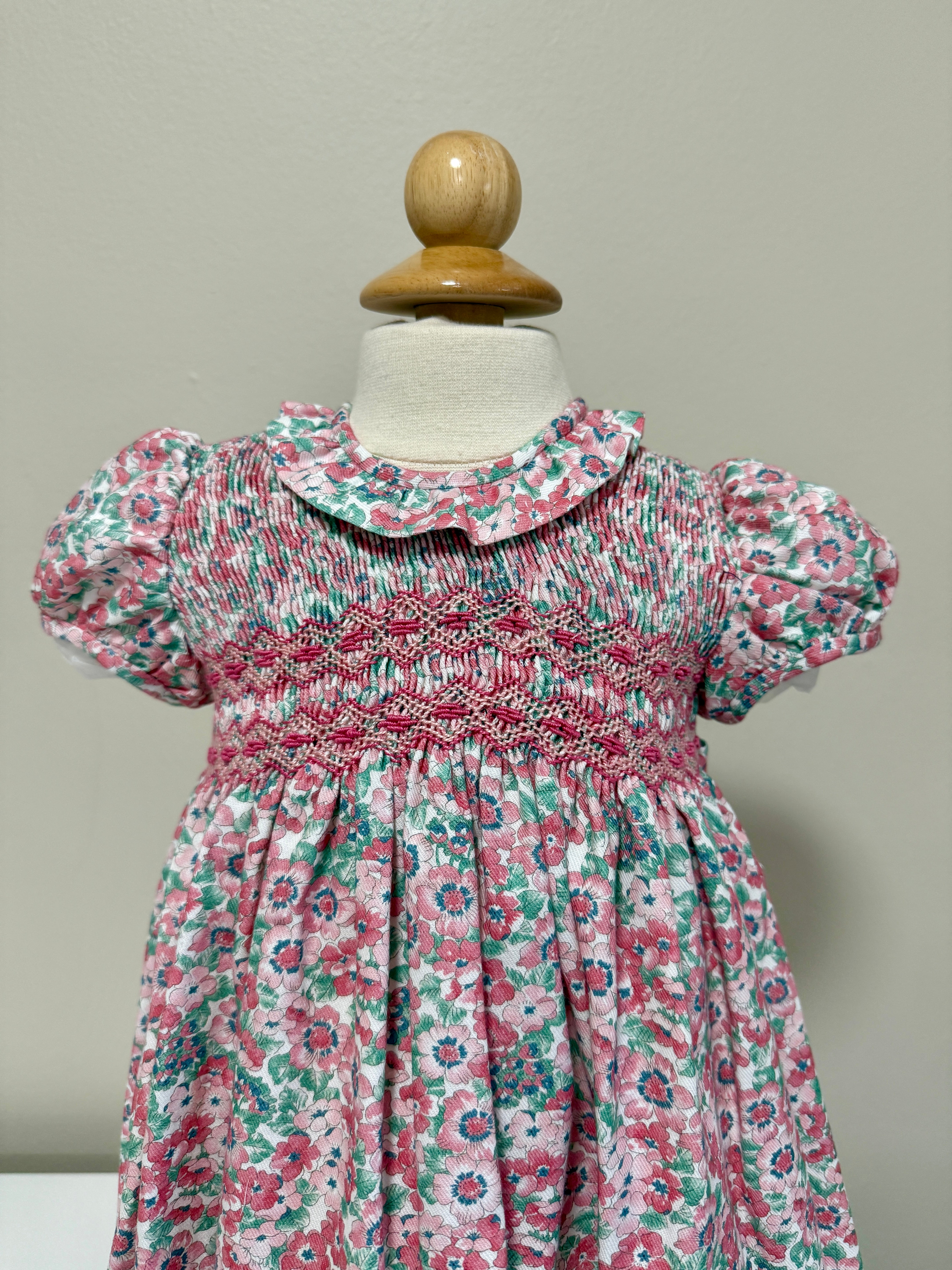 Filita 'Sandra' Short Sleeved Green Floral Dress