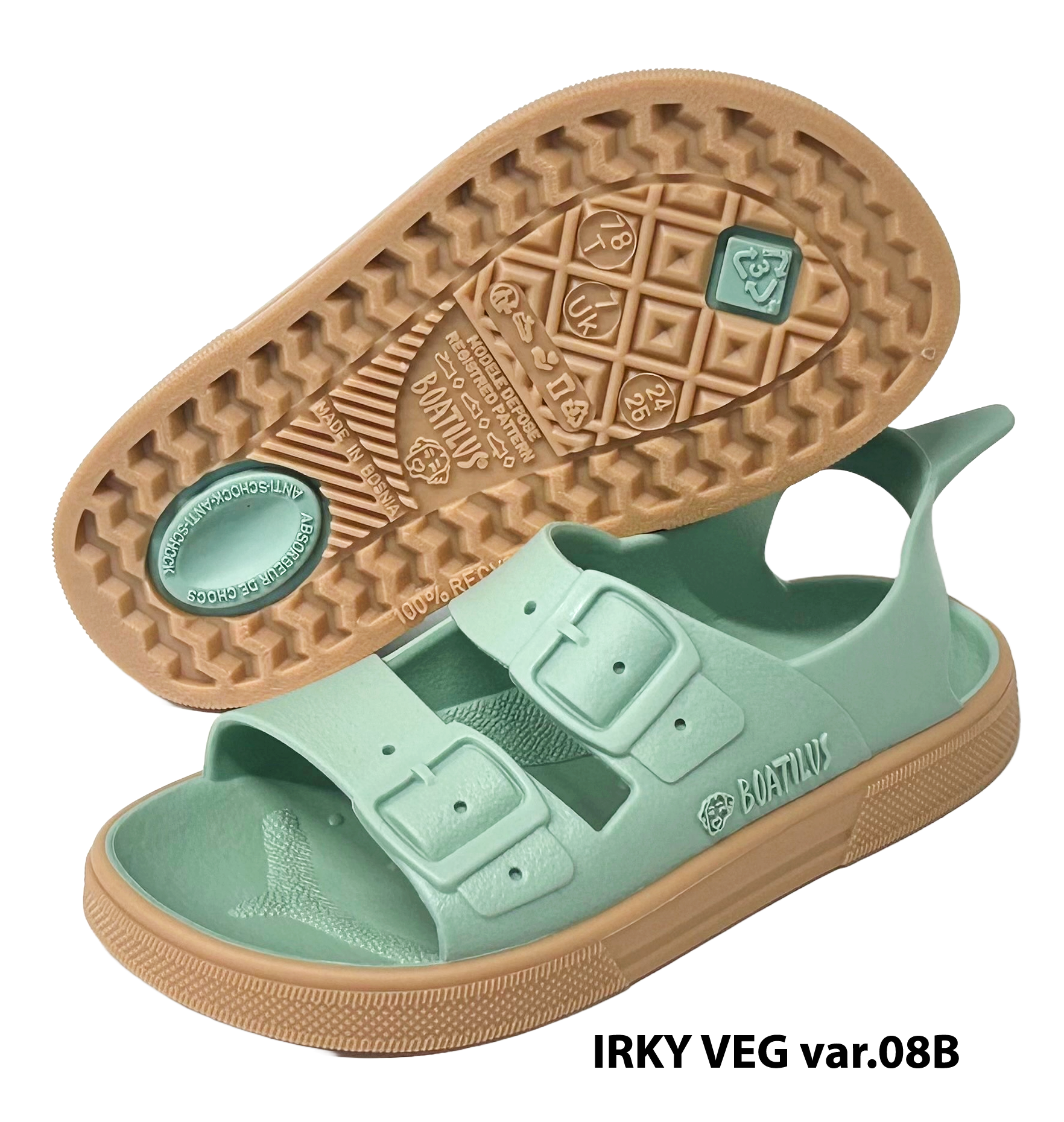 Boatilus Irky Veg Pastel Green Rubber Sandal