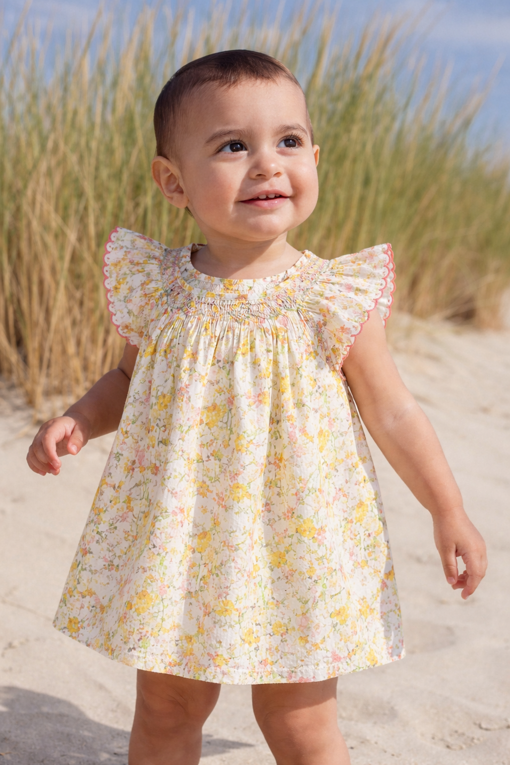 Marie Puce 'Gabrielle Link' Smock Dress