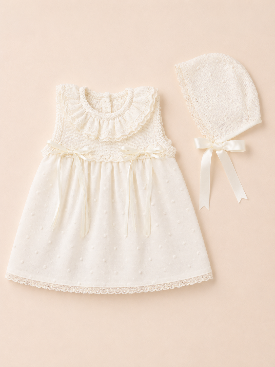 Dress 'Piquet Ivory'-2pc