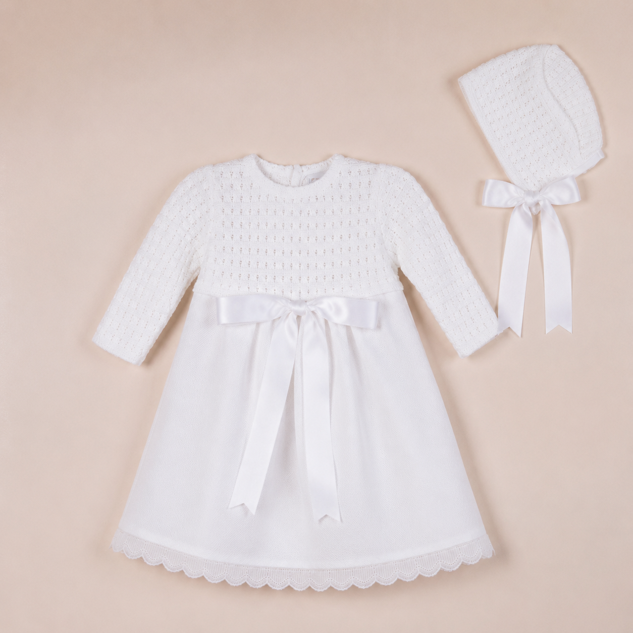 Newborn Dress 'Piquet White'- 2pc